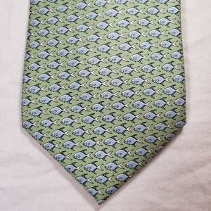 Vineyard Vines Green Tie Blue Fish Hand Picked
